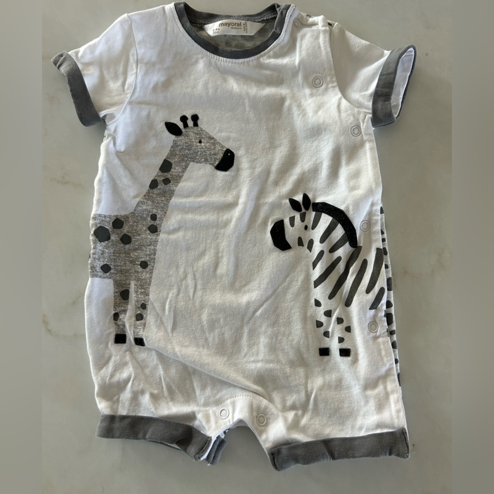 MAYORAL Newborn/Baby Boy's‎ Romper/ Onesie with Safari Design